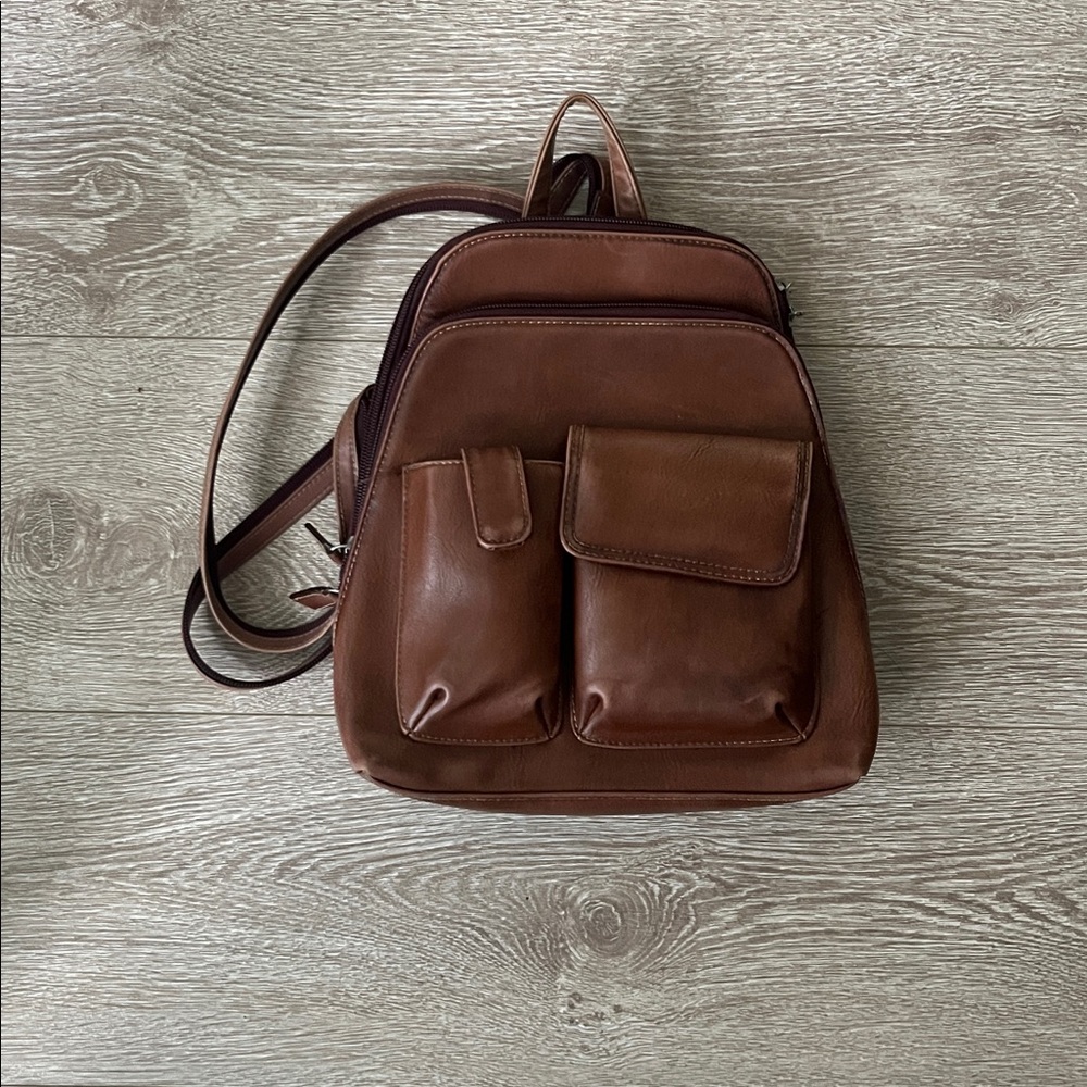 Vintage Y2K Brown Leather Backpack